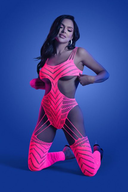 Rhinestone bodystocking met open delen