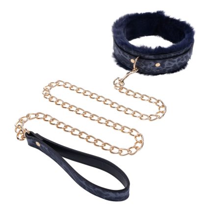 Koninklijk blauw faux bont kraag