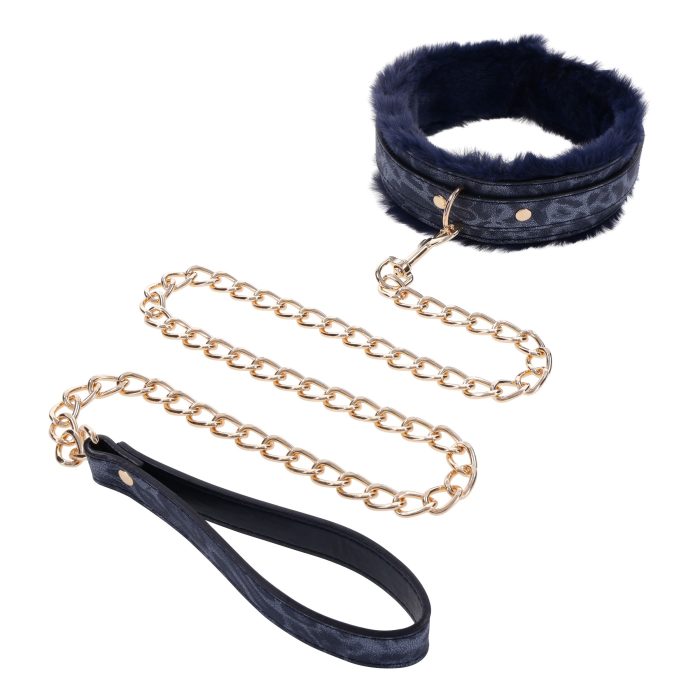 Koninklijk blauw faux bont kraag
