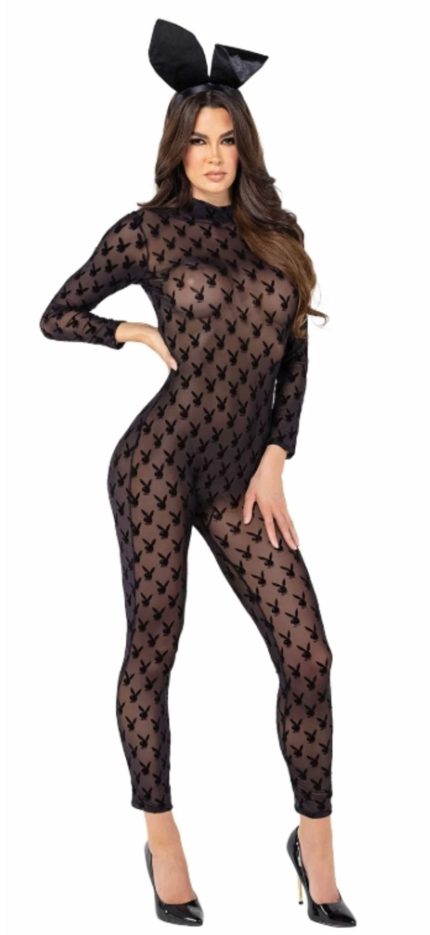 Transparante catsuit met Playboy-logo