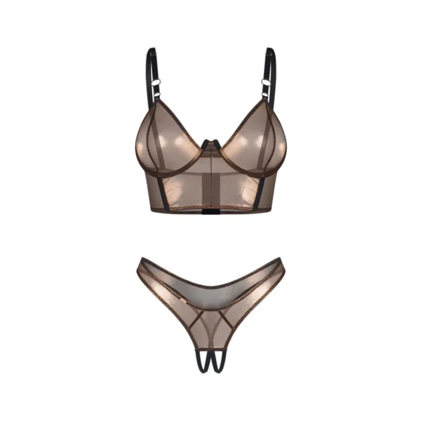 Obsessive – Soranna Top & Crotchless Thong – Brown - Afbeelding 4