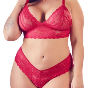 Cottelli Collection - Kruisloze Kanten Lingerieset (t/m 4XL)