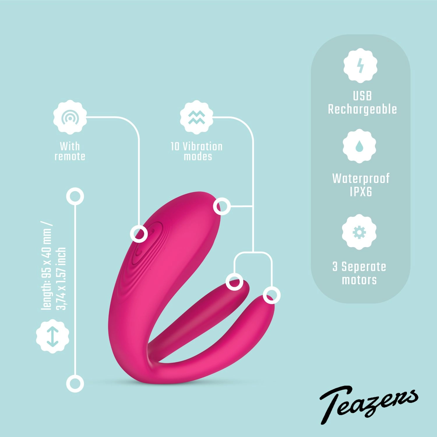 Teazers - Koppel vibrator met Afstandsbediening - Afbeelding 6