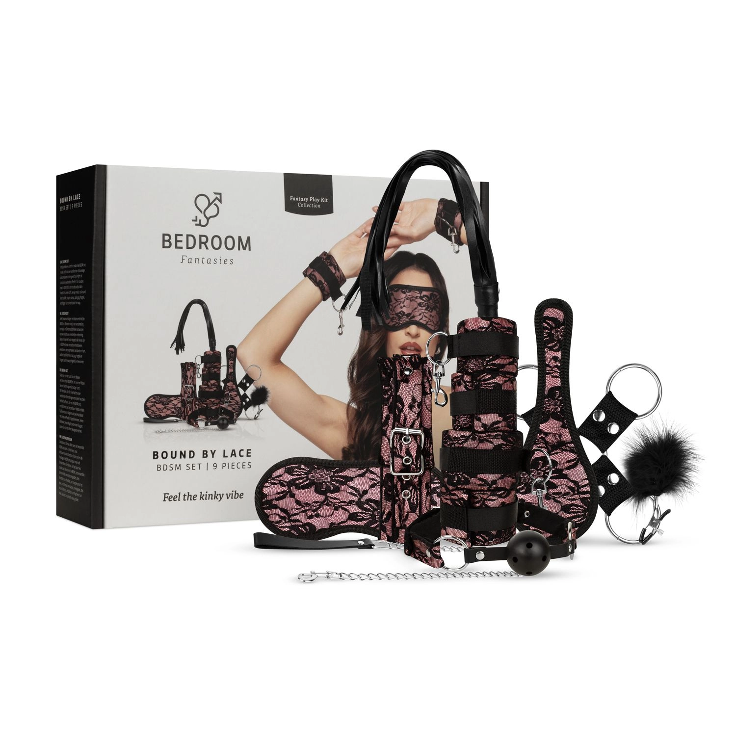 Bedroom Fantasies - Bound by Lace - 8-delige SM Set - Roze - Afbeelding 3