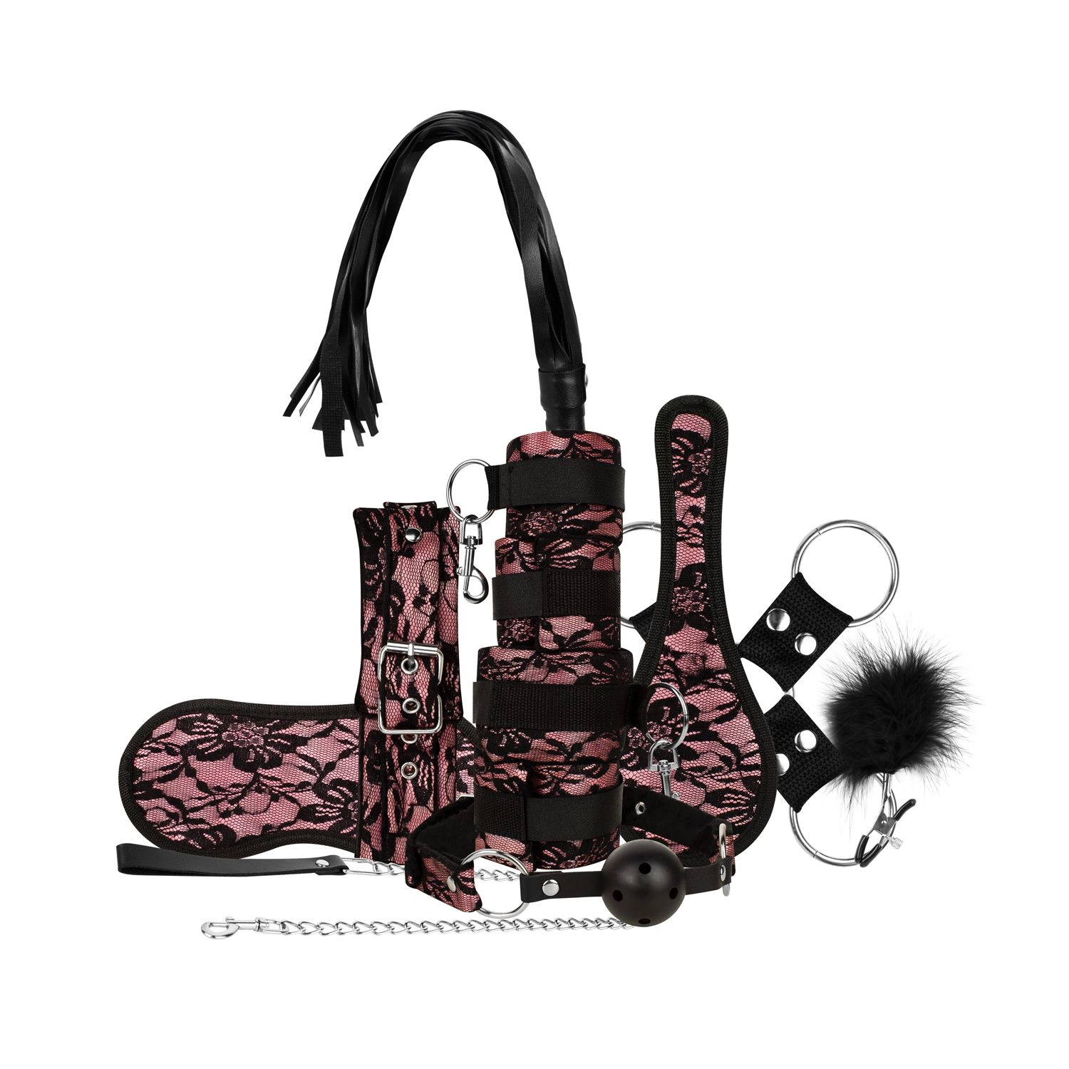 Bedroom Fantasies - Bound by Lace - 8-delige SM Set - Roze - Afbeelding 4